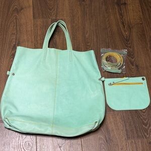 Asia Bellucci made in Italy leather Mint Green Tote Bag Set